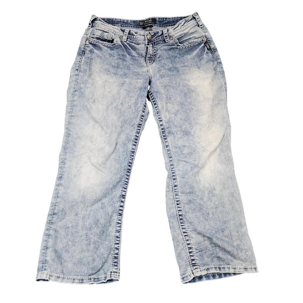 Silver Jeans Suki Denim Jeans 32x25 (Tag 12) Light Wash Cropped Light Wash Y2K